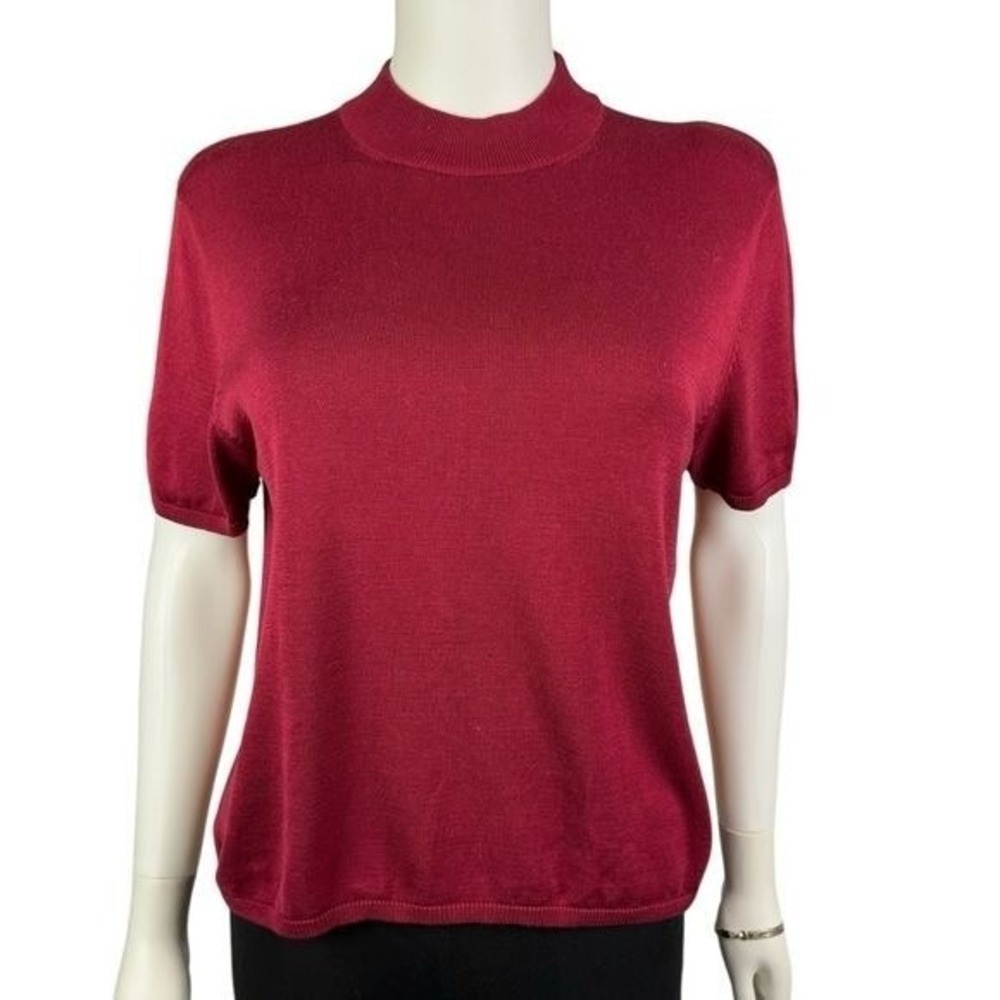 Vintage Draper's & Damons‎ Sweater Womens Size PL Maroon Silk Blend Mock Neck